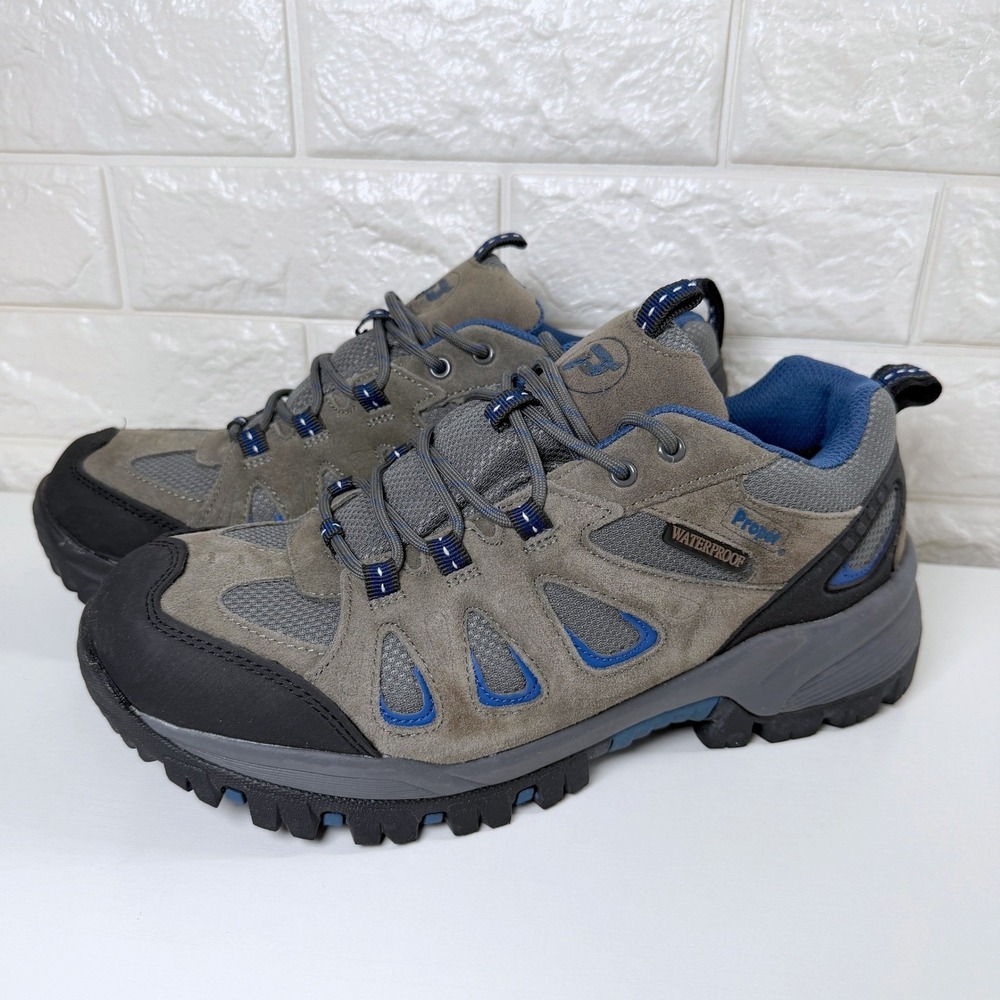Propet Hiking Shoes Mens 10.5 X 3E Grey Blue Excellent Waterproof Trail M3598